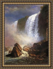 Genesis The Fall And Expulsion From Paradise The Original Sin Framed Paintings - Falls of Niagara from Below by Albert Bierstadt