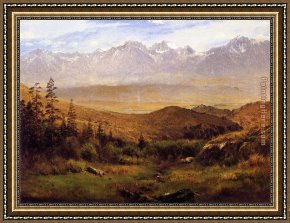 In The Mountains Framed Paintings - In the Foothills of the Mountains by Albert Bierstadt