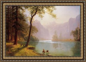 The Valley of Peace Framed Paintings - Kerns River Valley California by Albert Bierstadt