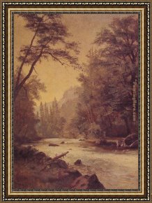 Yosemite Valley Yellowstone Park Framed Paintings - Lower Yosemite Valley by Albert Bierstadt