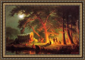 The Buffalo Trail Framed Paintings - Oregon Trail by Albert Bierstadt