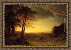 The Valley of Peace Framed Paintings - Sacramento River Valley by Albert Bierstadt