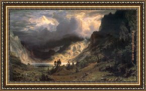 Peace in The Midst of The Storm Framed Paintings - Storm in the Rocky Mountains, Mt Rosalie by Albert Bierstadt