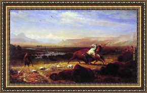 The Buffalo Trail Framed Paintings - The Last of the Buffalo by Albert Bierstadt