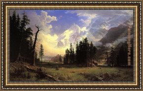 The Valley of Peace Framed Paintings - The Morteratsch Glacier Upper Engadine Valley Pontresina by Albert Bierstadt