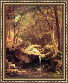 Among The Sierra Nevada Mountains California Framed Paintings - The Mountain Brook by Albert Bierstadt