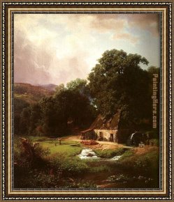 Mill on The Thames, Mapledurham Framed Paintings - The Old Mill by Albert Bierstadt