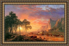 The Buffalo Trail Framed Paintings - the oregon trail by Albert Bierstadt