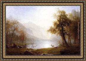 The Valley of Peace Framed Paintings - Valley in Kings Canyon by Albert Bierstadt