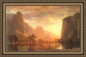 The Valley of Peace Framed Paintings - Valley of the Yosemite by Albert Bierstadt