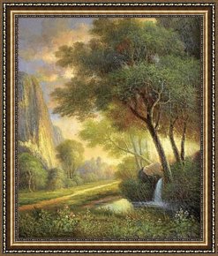 The Buffalo Trail Framed Paintings - Yosemite Trail by Albert Bierstadt