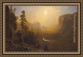The Valley of Peace Framed Paintings - Yosemite Valley, Glacier Point Trail by Albert Bierstadt