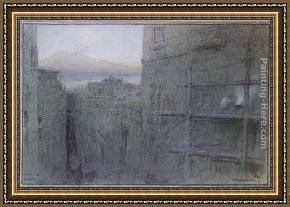 Albert Goodwin Framed Paintings - A Street in Naples by Albert Goodwin