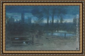 Albert Goodwin Framed Paintings - Canterbury by Night by Albert Goodwin