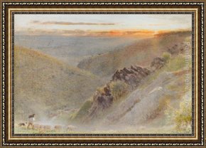 Albert Goodwin Framed Paintings - Dartmoor, Gorge of The Teign by Albert Goodwin