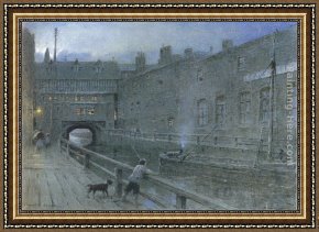 Albert Goodwin Framed Paintings - Lincoln Canal by Albert Goodwin