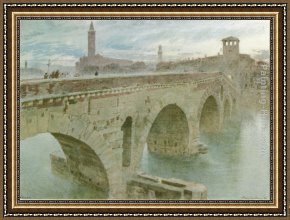 Albert Goodwin Framed Paintings - Ponte Pietra, Verona by Albert Goodwin