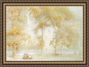 Albert Goodwin Framed Paintings - Salisbury Close by Albert Goodwin