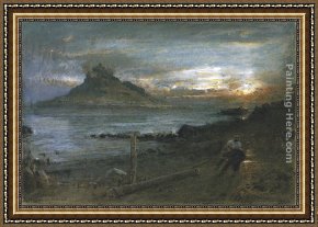 Albert Goodwin Framed Paintings - St. Michael's Mount by Albert Goodwin