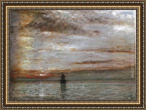 Albert Goodwin Framed Paintings - Sunset , The Lions Mouth, Surnam Dutch Guiana by Albert Goodwin