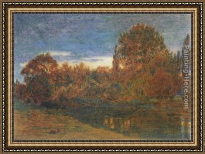 Albert Goodwin Framed Paintings - Sunset Through Woodland by Albert Goodwin