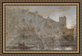 Albert Goodwin Framed Paintings - The Abby Church, Christchurch by Albert Goodwin