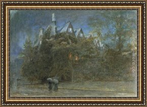 Albert Goodwin Framed Paintings - View from the Entrance to Meadow Building, Christchurch College, Oxford by Albert Goodwin