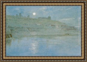 Albert Goodwin Framed Paintings - Whitby by Moonlight by Albert Goodwin