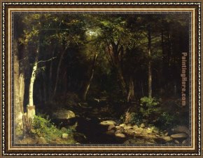 Woodland Walk Framed Paintings - Woodland Stream by Alexander Helwig Wyant