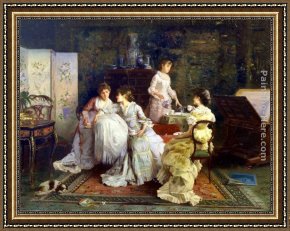 An Afternoon Ride Framed Paintings - Afternoon Tea by Alexander Rossi