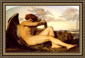 Alexandre-gabriel Decamps Framed Paintings - Fallen Angel by Alexandre Cabanel