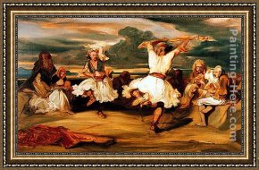 Alexandre-gabriel Decamps Framed Paintings - Albanian Dancers by Alexandre-Gabriel Decamps