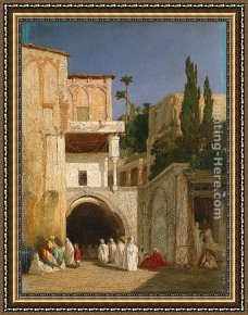 Alexandre-gabriel Decamps Framed Paintings - Before a Mosque (Cairo) by Alexandre-Gabriel Decamps