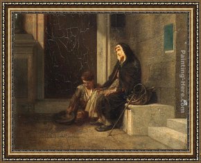 Alexandre-gabriel Decamps Framed Paintings - Beggers by Alexandre-Gabriel Decamps