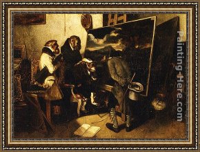 Alexandre-gabriel Decamps Framed Paintings - The Experts by Alexandre-Gabriel Decamps