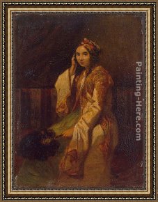 Alexandre-gabriel Decamps Framed Paintings - Woman in Oriental Dress by Alexandre-Gabriel Decamps