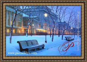 Boulevard Montmarte Framed Paintings - Boulevard At Midnight by Alexei Butirskiy