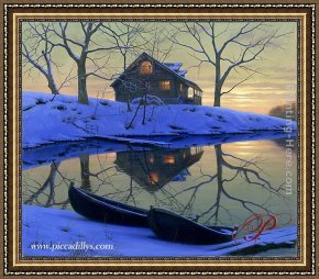 Quiet Pond Framed Paintings - On Golden Pond by Alexei Butirskiy