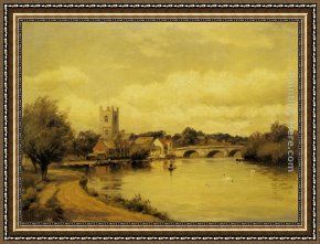 Mill on The Thames, Mapledurham Framed Paintings - Henley on Thames by Alfred Fontville De Breanski