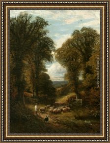 A Surrey Chalkpit Framed Paintings - A Surrey Lane by Alfred Glendening