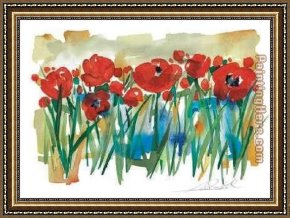 Poppies Framed Paintings - Field of Poppies by Alfred Gockel