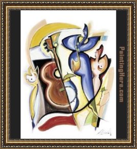 Play Framed Paintings - Lady Plays The Blues by Alfred Gockel