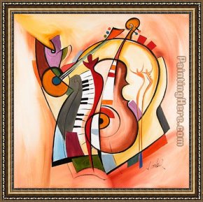 The Passion of Music Framed Paintings - Music is my life by Alfred Gockel