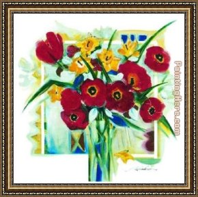 Poppies Framed Paintings - Red Poppies In Vase by Alfred Gockel