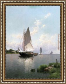 Thompson Framed Paintings - Blue Point_ Long Island by Alfred Thompson Bricher