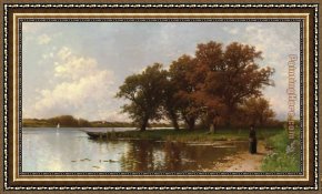Thompson Framed Paintings - Early Autumn on Long Island by Alfred Thompson Bricher