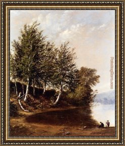 Landscape with Figure Framed Paintings - Figures in a Landscape by Alfred Thompson Bricher