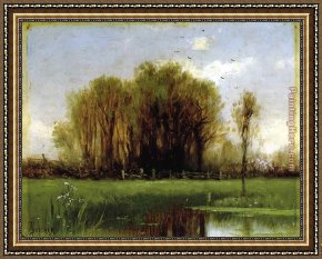 Thompson Framed Paintings - Landscape with Water by Alfred Thompson Bricher