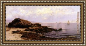 Thompson Framed Paintings - Low Tide Bailey's Island Maine by Alfred Thompson Bricher