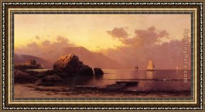 Thompson Framed Paintings - Misty Day Grand Manan by Alfred Thompson Bricher
